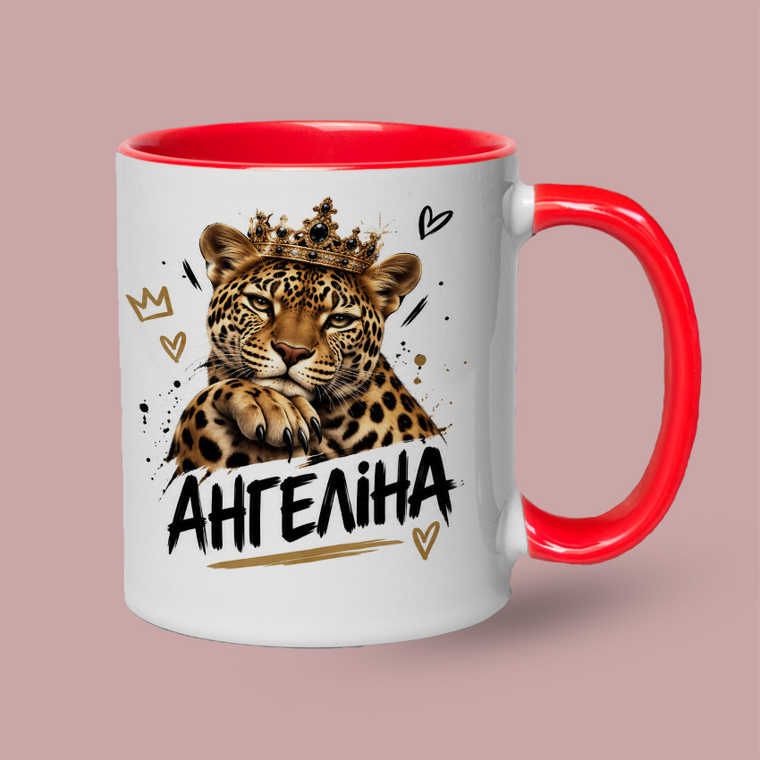 Кольорова чашка з ім’ям «Ангеліна» — Червоний