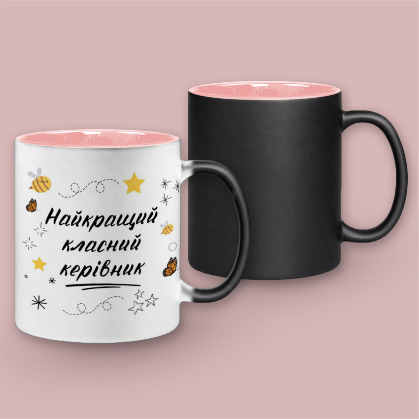 Чашка хамелеон «Найкращий класний керівник» — Рожевий матовий